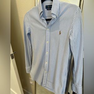 Ralph Lauren knit Oxford blue and white button down